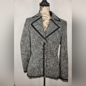 Escada sz 36 Blazer Wool Blend Shoulder Pads Tailored Jacket US 6